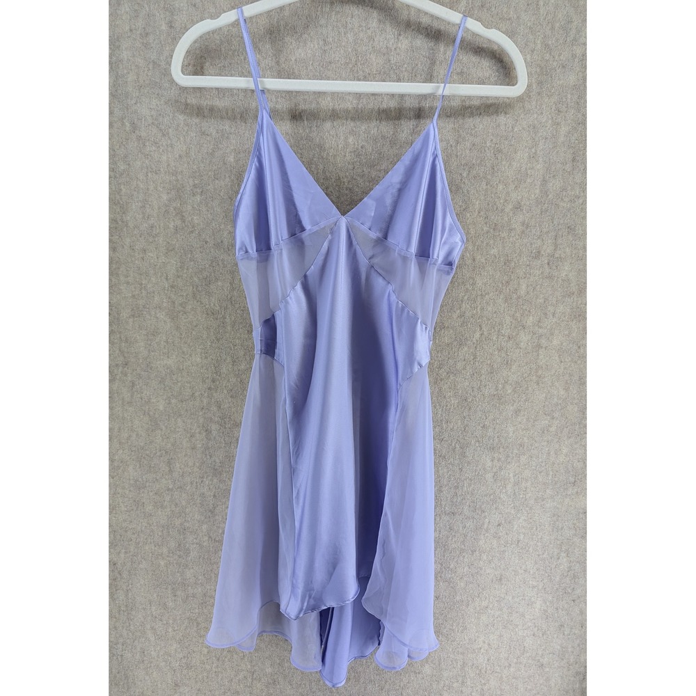 Victoria's Secret Lavender Satin Mesh Babydoll Slip Dress Purple Small Lingerie